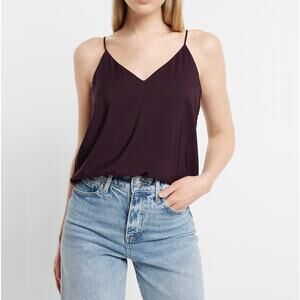 Express V-Neck Downtown Cami Burgundy Maroon V-Neck Tank Top Small